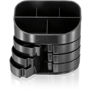 Double Supply Organizer, 11-Compartments, 6 Drawers, Plastic, 6.5 x 4.75 x 5.75, Black