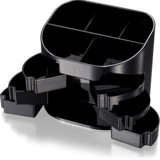 Double Supply Organizer, 11-Compartments, 6 Drawers, Plastic, 6.5 x 4.75 x 5.75, Black
