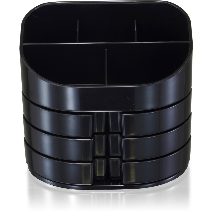 Double Supply Organizer, 11-Compartments, 6 Drawers, Plastic, 6.5 x 4.75 x 5.75, Black