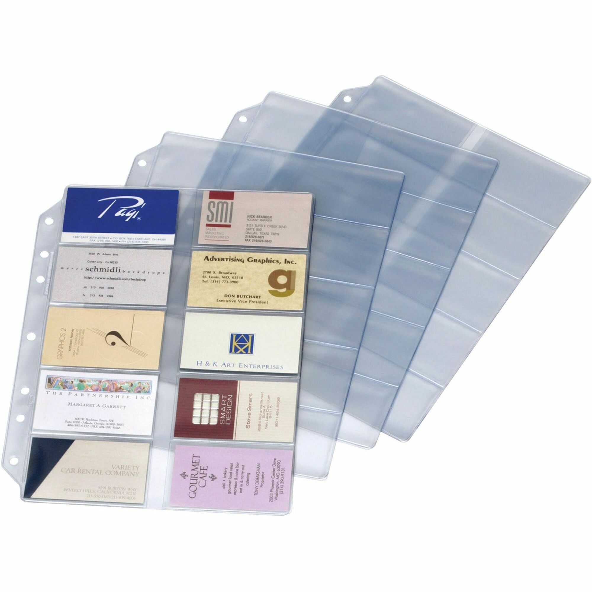 Cardinal EasyOpen Card File Binder Refill Pages - 12" Height x 0.1" Width x 9.5" Length - 10 x Page, 200 x Card Capacity - For Letter 8 1/2" x 11" Sheet - Ring Binder - Rectangular - Clear - Polypropylene - 10 / Pack - 