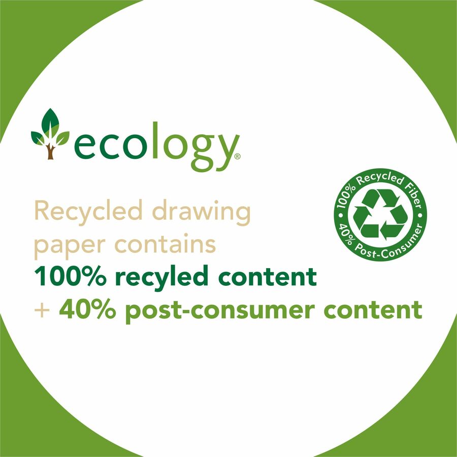 Pacon Drawing Paper - 500 Sheets - Plain - 12" x 18" - White Paper - Acid-free, Heavyweight - Recycled - 500 / Ream