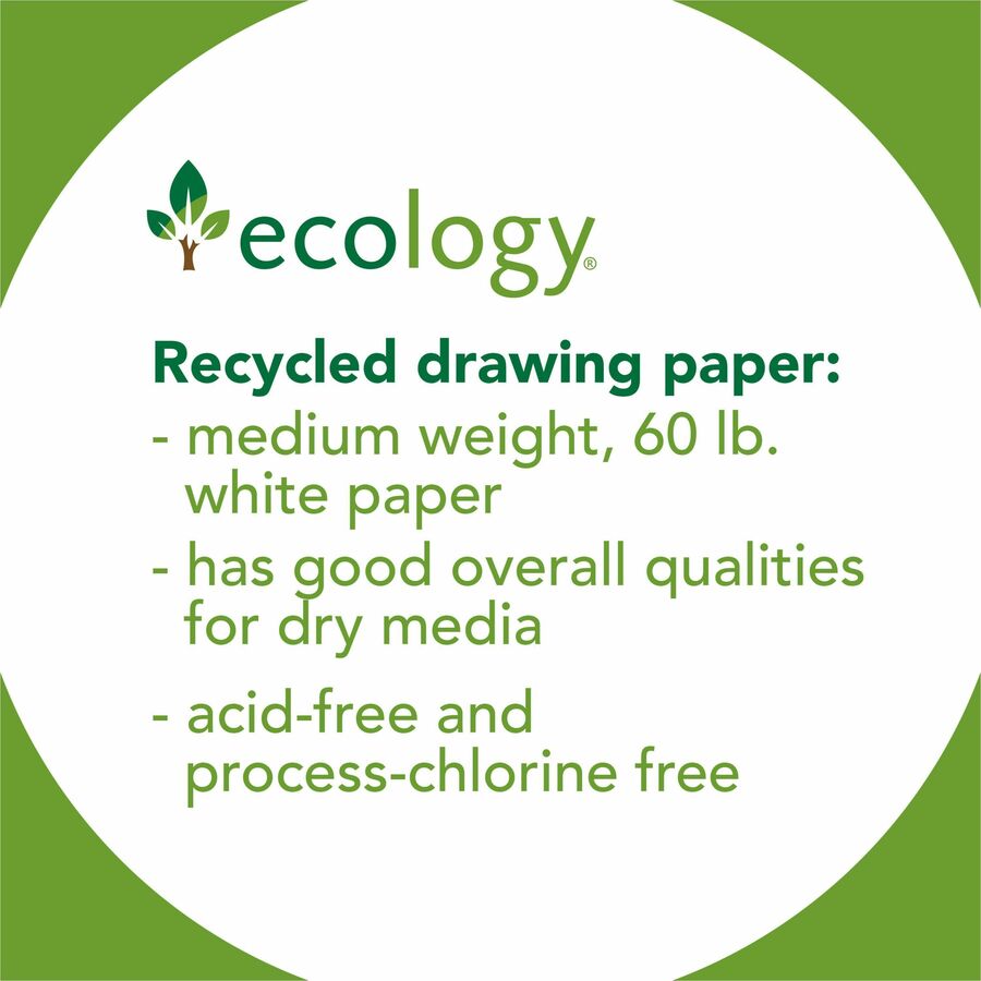 Pacon Drawing Paper - 500 Sheets - Plain - 18" x 24" - White Paper - Acid-free, Heavyweight - Recycled - 500 / Ream