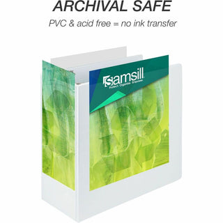 Samsill Earth's Choice Plant-based Durable View Binder - 5" Binder Capacity - Letter - 8 1/2" x 11" Sheet Size - 1070 Sheet Capacity - D-Ring Fastener(s) - 2 Pocket(s) - Plastic, Chipboard - White - 1.76 lb - Recycled - Archival-safe, Clear Overlay,