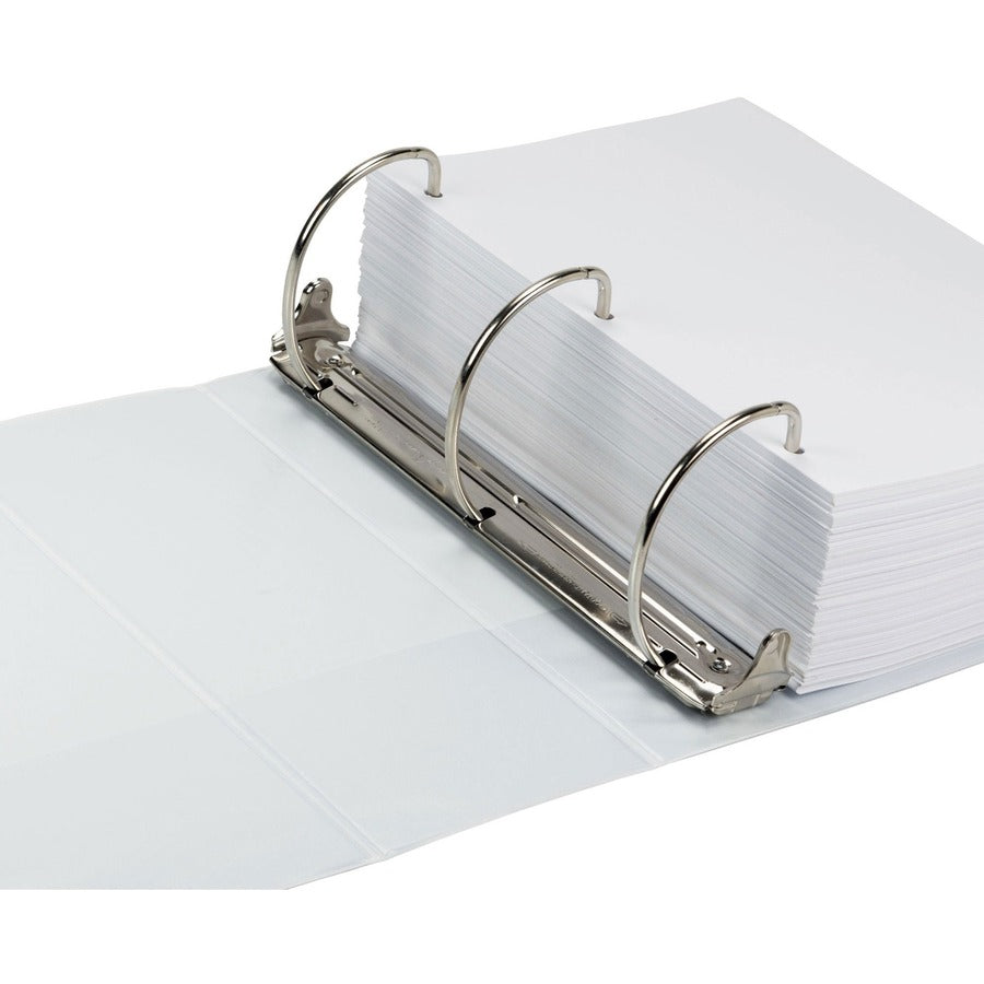 Samsill Earth's Choice Plant-based Durable View Binder - 5" Binder Capacity - Letter - 8 1/2" x 11" Sheet Size - 1070 Sheet Capacity - D-Ring Fastener(s) - 2 Pocket(s) - Plastic, Chipboard - White - 1.76 lb - Recycled - Archival-safe, Clear Overlay, - 