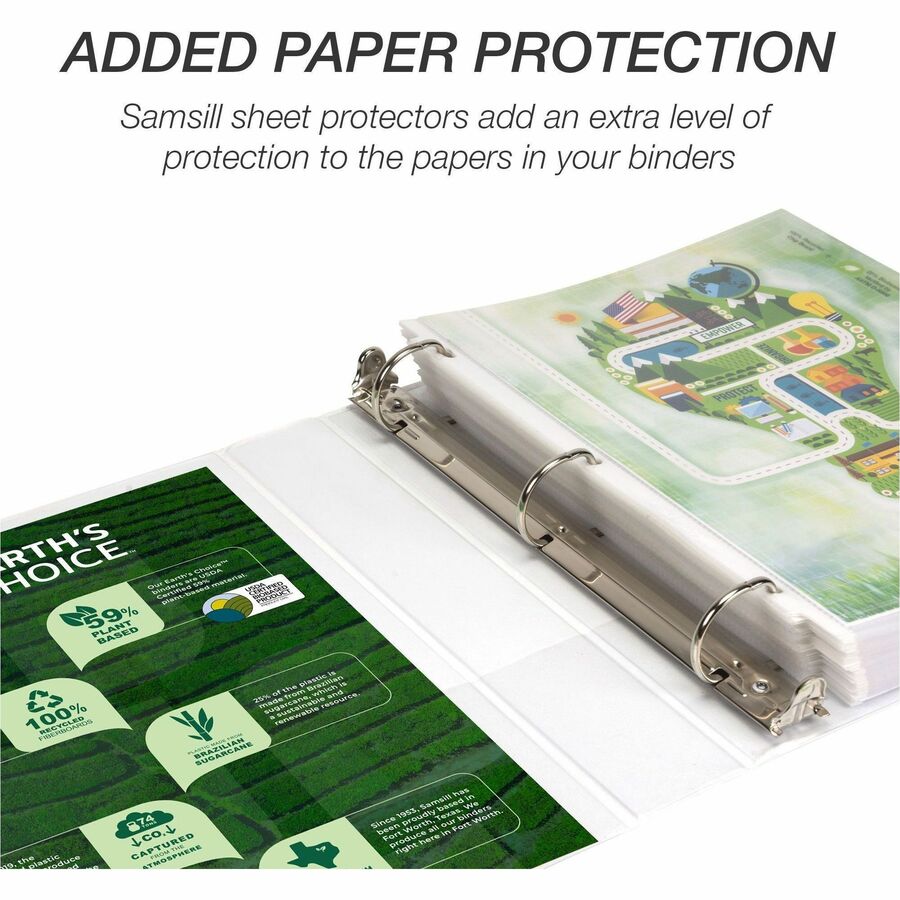 Earth's Choice Plant-Based D-Ring View Binder, 3 Rings, 1.5" Capacity, 11 x 8.5, White