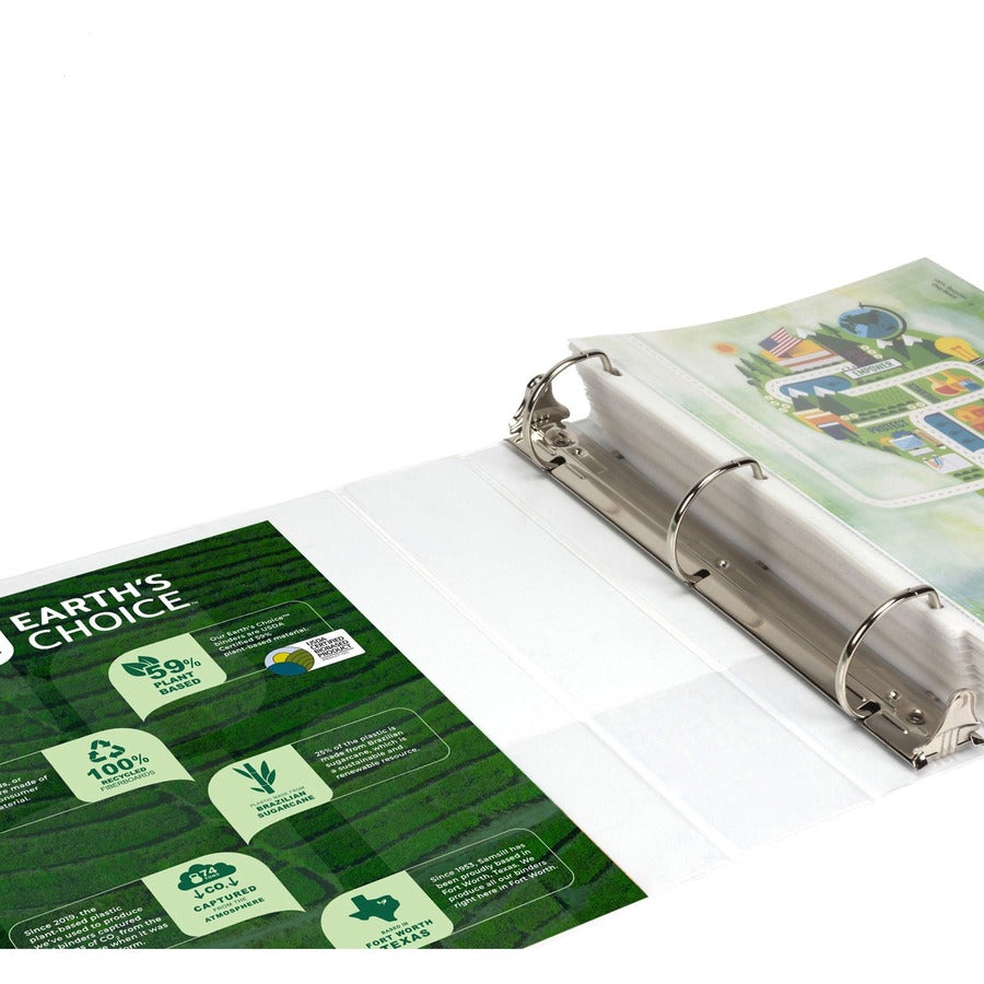 Earth's Choice Plant-Based D-Ring View Binder, 3 Rings, 2" Capacity, 11 x 8.5, White