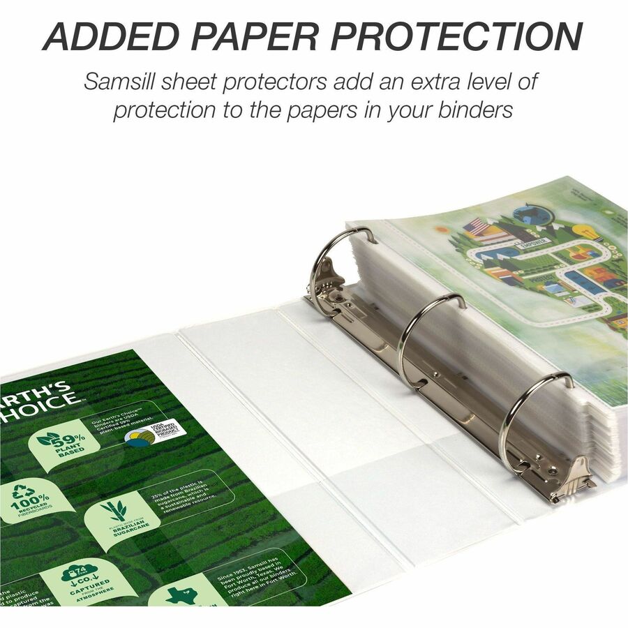 Earth's Choice Plant-Based D-Ring View Binder, 3 Rings, 3" Capacity, 11 x 8.5, White