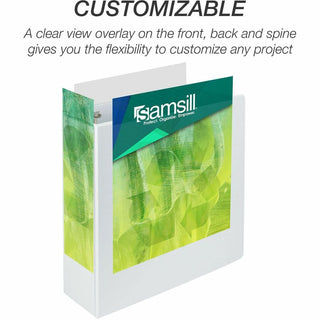 Samsill Earth's Choice Plant-based Durable View Binder - 4" Binder Capacity - Letter - 8 1/2" x 11" Sheet Size - 775 Sheet Capacity - D-Ring Fastener(s) - 2 Pocket(s) - Plastic, Chipboard - White - 1.45 lb - Recycled - Archival-safe, Clear Overlay, R