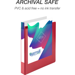 Samsill Economy 1" Round Ring View Binders - 1" Binder Capacity - Letter - 8 1/2" x 11" Sheet Size - 200 Sheet Capacity - 3 x Round Ring Fastener(s) - 2 Internal Pocket(s) - Chipboard, Polypropylene - Red - 10.72 oz - Recycled - Exposed Rivet, Clear