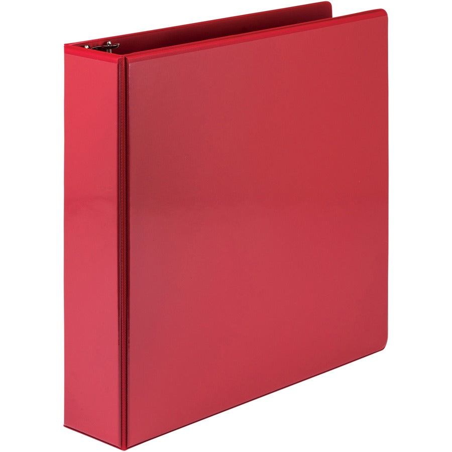 Samsill Economy 2" Round Ring View Binders - 2" Binder Capacity - Letter - 8 1/2" x 11" Sheet Size - 425 Sheet Capacity - 3 x Round Ring Fastener(s) - 2 Internal Pocket(s) - Polypropylene, Chipboard - Red - Recycled - Exposed Rivet, Clear Overlay - 1 - 