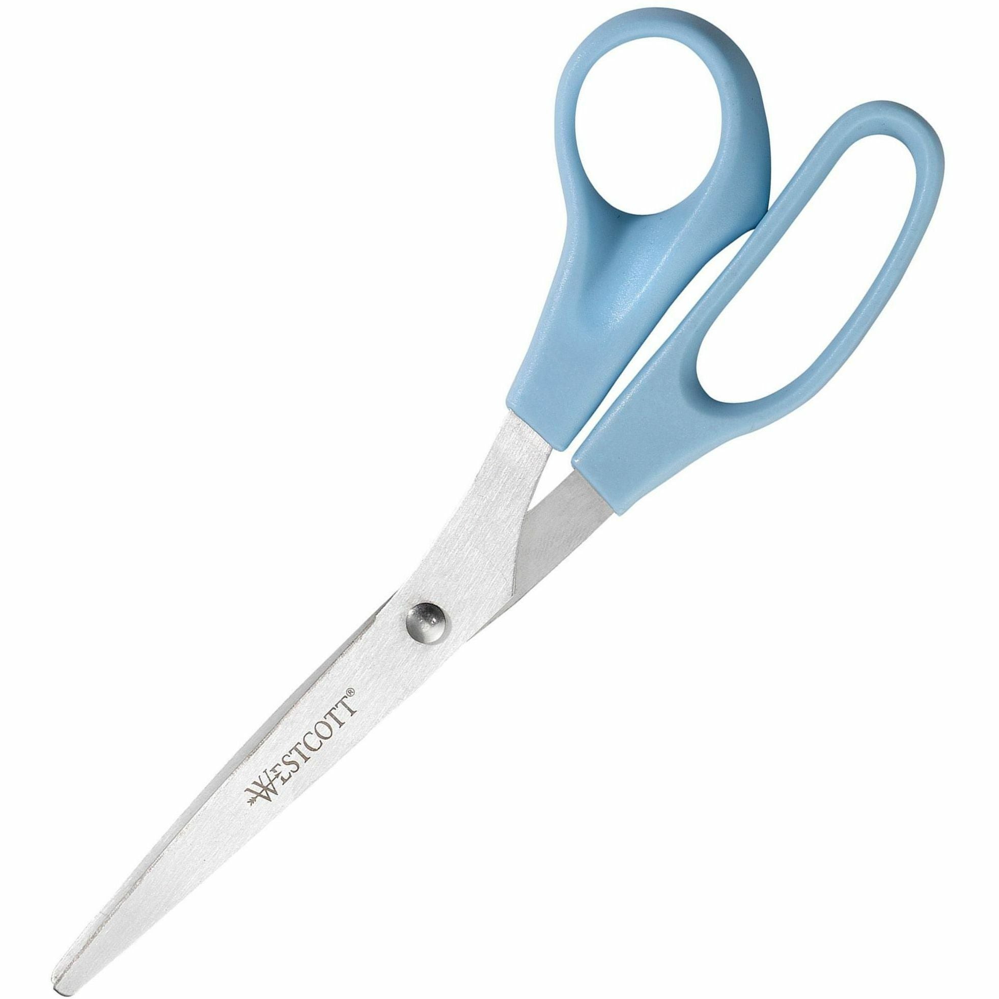 Westcott 8" All Purpose Straight Scissors - 8" Overall Length - Straight-left/right - Stainless Steel - Assorted - 3 / Pack - 3