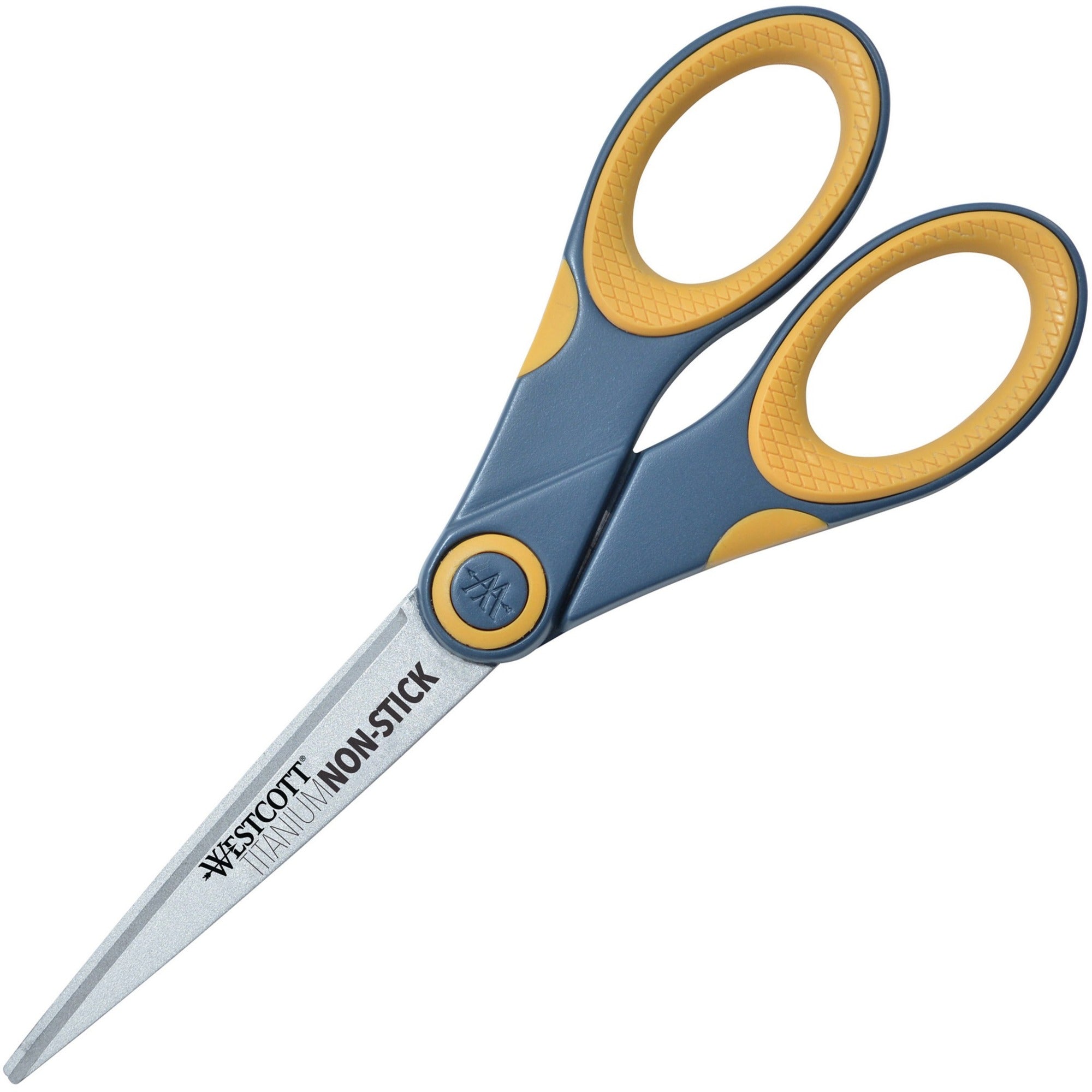 Non-Stick Titanium Bonded Scissors, 7" Long, 3" Cut Length, Gray/Yellow Straight Handle