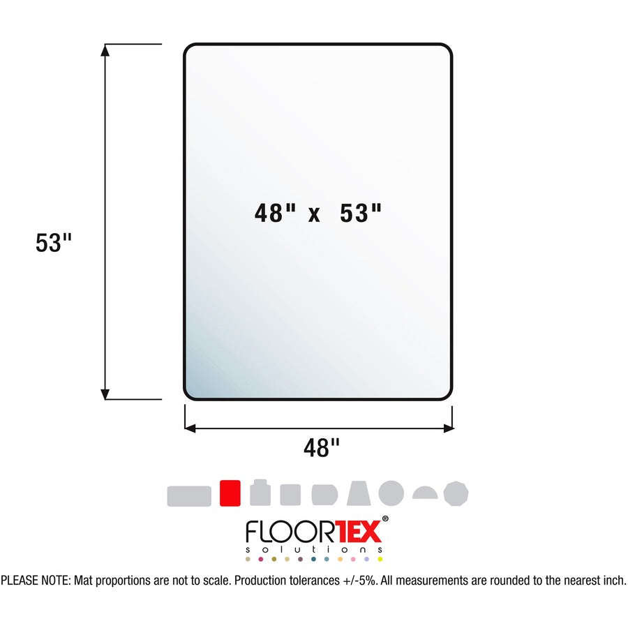 Ultimat Polycarbonate Rectangular Chair Mat for Carpets over 1/2" - 48" x 53" - Clear Rectangular Polycarbonate Chair Mat For Carpets - 53" L x 48" W x 0.11" D - 