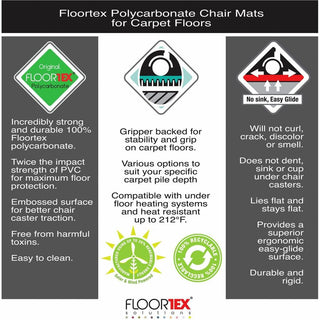 Ultimat Polycarbonate Rectangular Chair Mat for Carpets over 1/2" - 35" x 47" - Clear Rectangular Polycarbonate Chair Mat For Carpets - 47" L x 35" W x 0.11" D