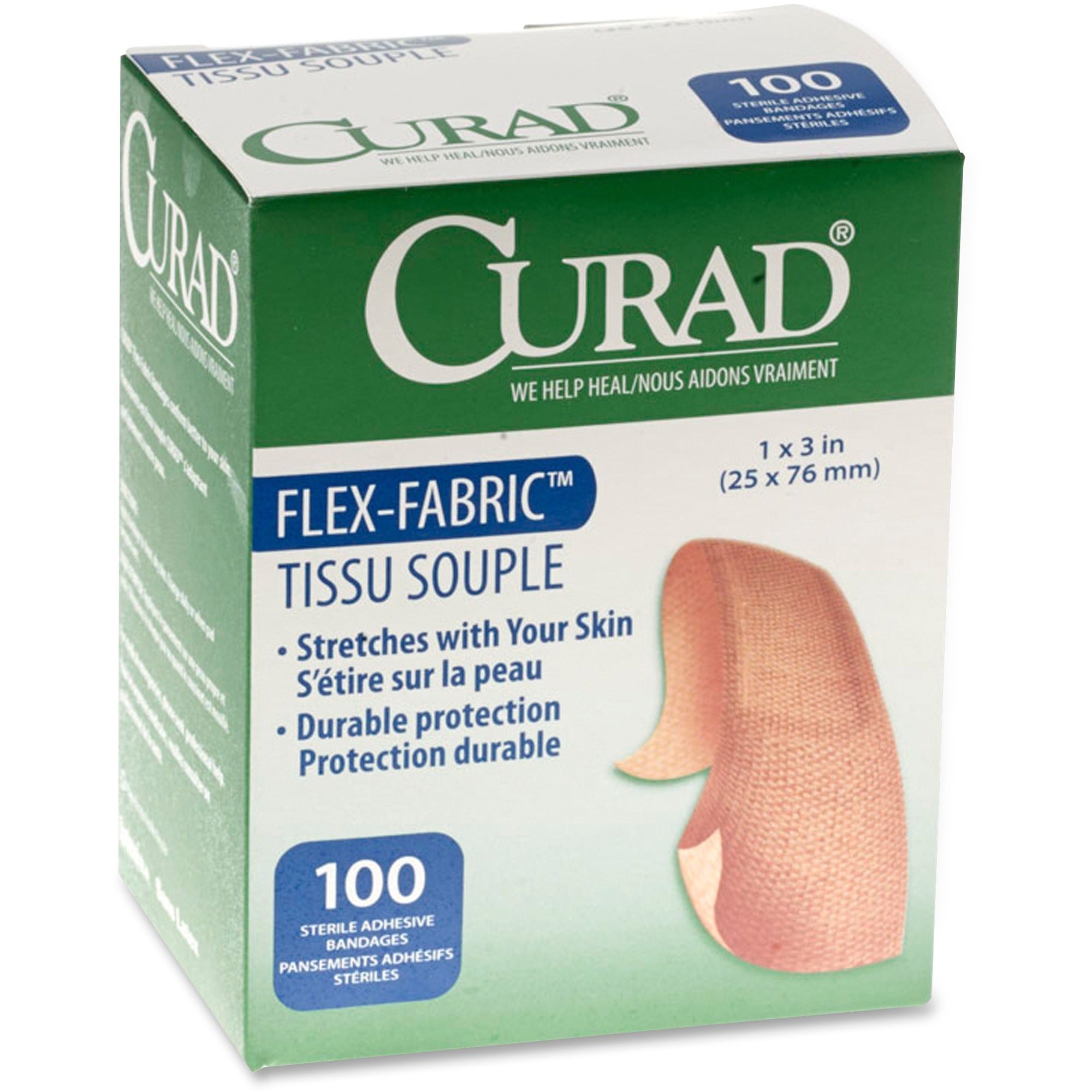 medline-comfort-cloth-adhesive-fabric-bandages-1-x-3-100-box-tan_miinon25660 - 1