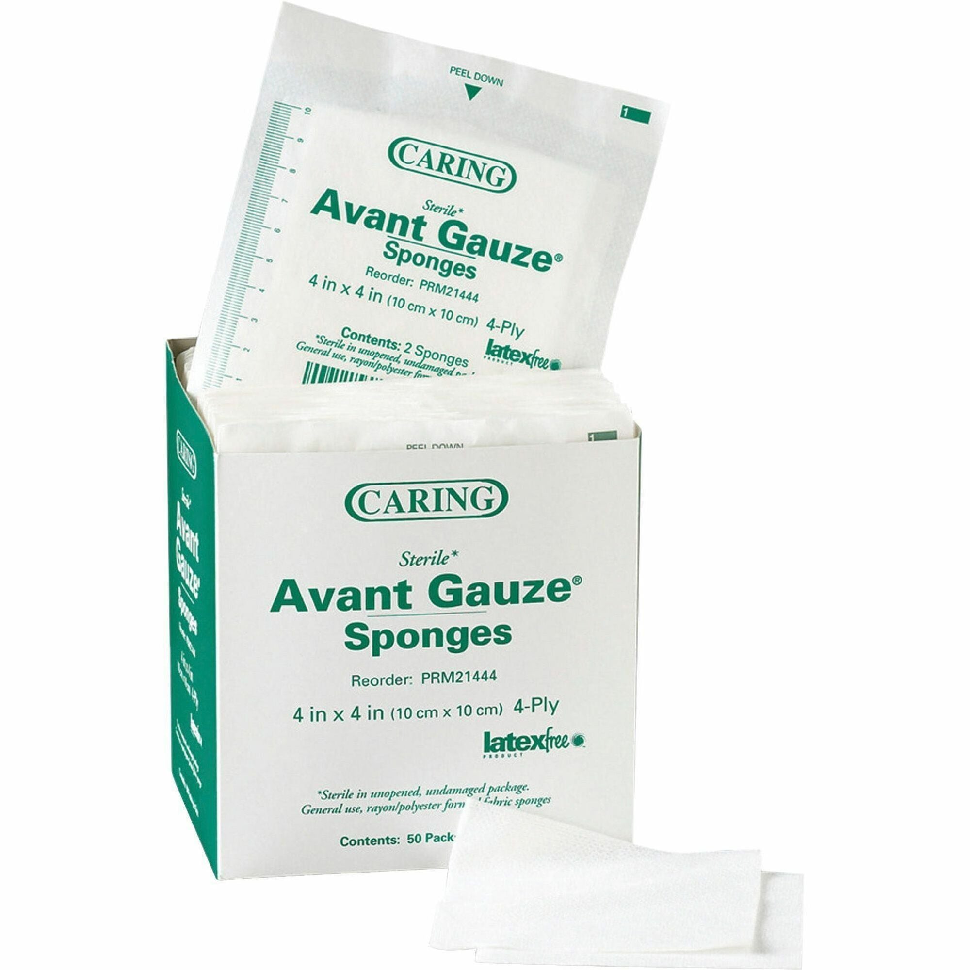 Medline Avant Sterile Gauze Sponges - 4 Ply - 4" x 4" - 50/Box - White