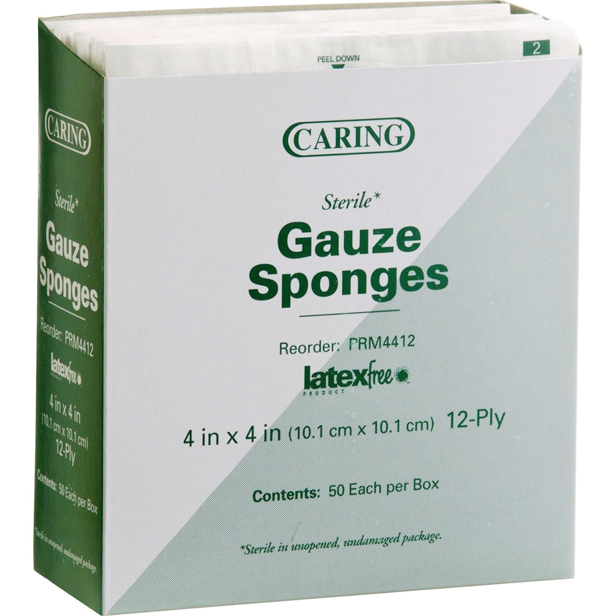 Medline Sterile Gauze Sponges - 12 Ply - 4" x 4" - 50/Box - White - 