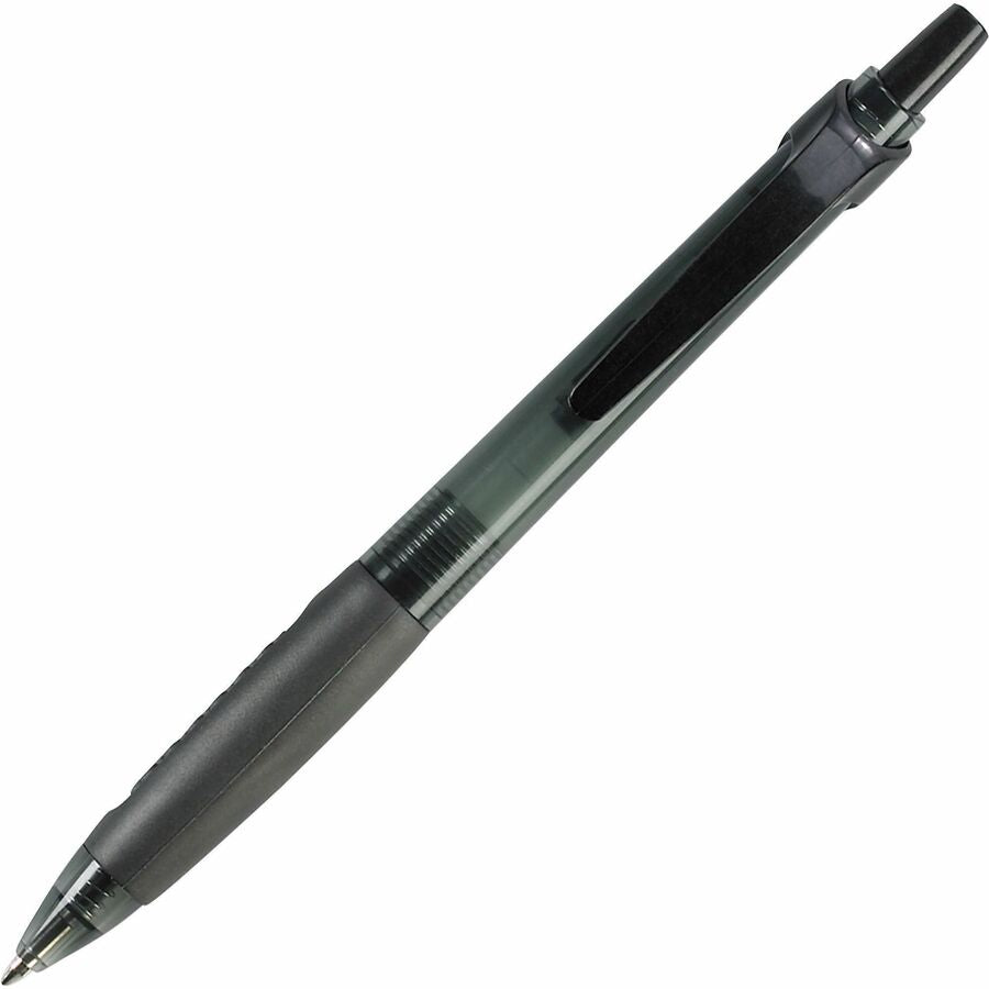 Integra 82952 Retractable Ballpoint Pens - Fine Pen Point - Retractable - Black - Black, Transparent Barrel - 1 Dozen