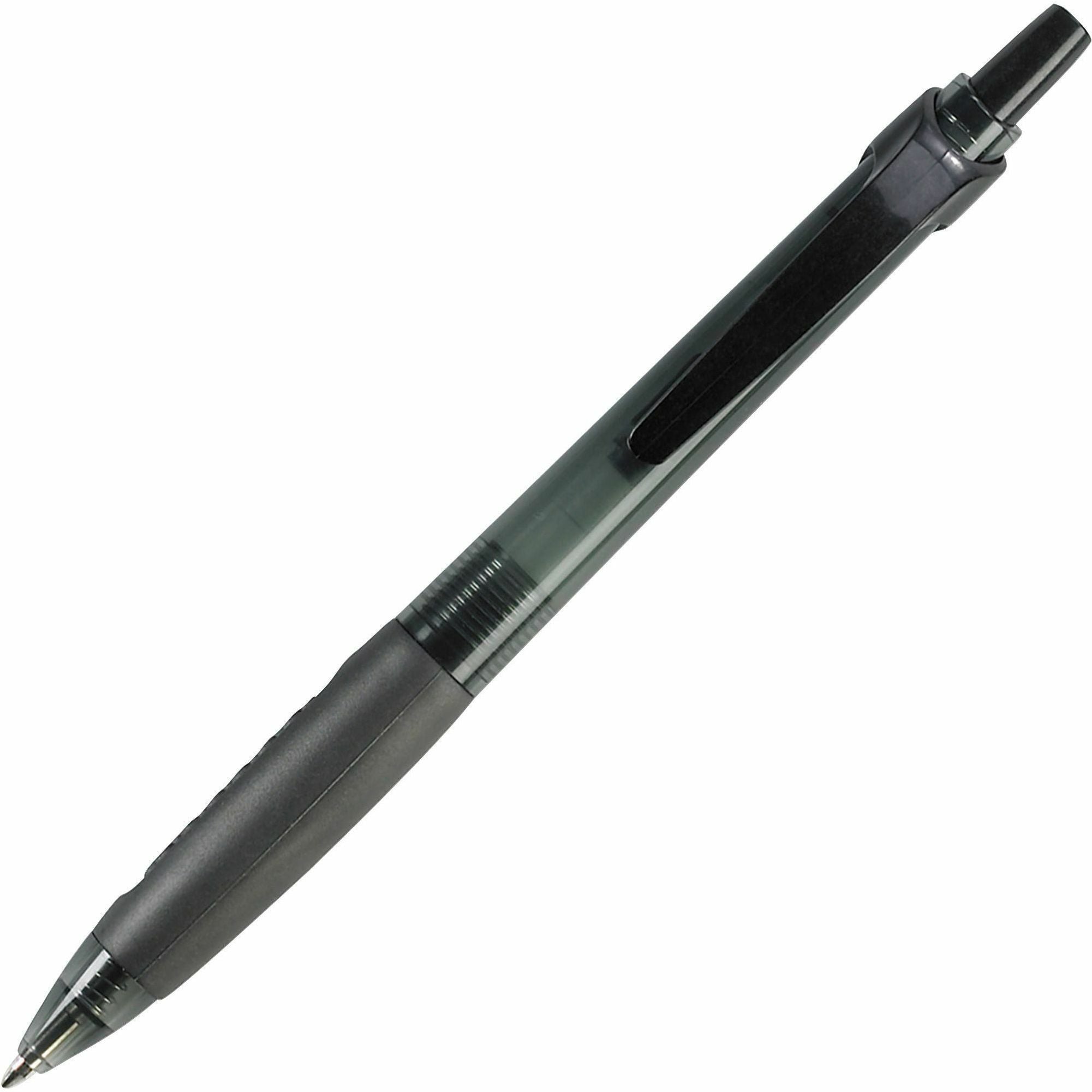 Integra 82952 Retractable Ballpoint Pens - Fine Pen Point - Retractable - Black - Black, Transparent Barrel - 1 Dozen - 