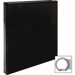Business Source Round-ring View Binder - 1/2" Binder Capacity - Letter - 8 1/2" x 11" Sheet Size - 125 Sheet Capacity - Round Ring Fastener(s) - 2 Internal Pocket(s) - Polypropylene - Black - Wrinkle-free, Gap-free Ring, Clear Overlay, Non Locking Me