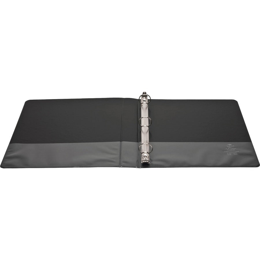 Business Source Round-ring View Binder - 1" Binder Capacity - Letter - 8 1/2" x 11" Sheet Size - 225 Sheet Capacity - Round Ring Fastener(s) - 2 Internal Pocket(s) - Polypropylene, Chipboard - Black - Wrinkle-free, Gap-free Ring, Clear Overlay, Non L