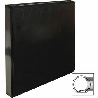 Business Source Round-ring View Binder - 1" Binder Capacity - Letter - 8 1/2" x 11" Sheet Size - 225 Sheet Capacity - Round Ring Fastener(s) - 2 Internal Pocket(s) - Polypropylene, Chipboard - Black - Wrinkle-free, Gap-free Ring, Clear Overlay, Non L
