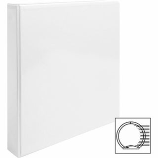 Business Source Round-ring View Binder - 1" Binder Capacity - Letter - 8 1/2" x 11" Sheet Size - 225 Sheet Capacity - Round Ring Fastener(s) - 2 Internal Pocket(s) - Polypropylene, Chipboard - White - Wrinkle-free, Gap-free Ring, Clear Overlay, Non L