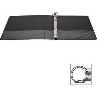 Business Source Round-ring View Binder - 1 1/2" Binder Capacity - Letter - 8 1/2" x 11" Sheet Size - 350 Sheet Capacity - Round Ring Fastener(s) - 2 Internal Pocket(s) - Polypropylene, Chipboard - Black - Wrinkle-free, Gap-free Ring, Clear Overlay, N