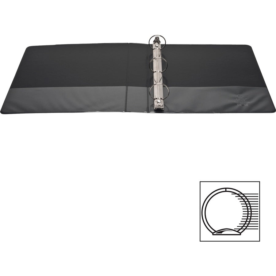Business Source Round-ring View Binder - 1 1/2" Binder Capacity - Letter - 8 1/2" x 11" Sheet Size - 350 Sheet Capacity - Round Ring Fastener(s) - 2 Internal Pocket(s) - Polypropylene, Chipboard - Black - Wrinkle-free, Gap-free Ring, Clear Overlay, N