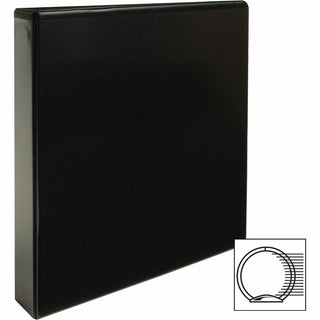 Business Source Round-ring View Binder - 1 1/2" Binder Capacity - Letter - 8 1/2" x 11" Sheet Size - 350 Sheet Capacity - Round Ring Fastener(s) - 2 Internal Pocket(s) - Polypropylene, Chipboard - Black - Wrinkle-free, Gap-free Ring, Clear Overlay, N