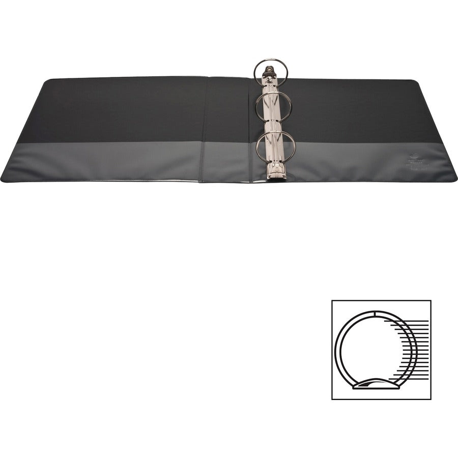 Business Source Round-ring View Binder - 2" Binder Capacity - Letter - 8 1/2" x 11" Sheet Size - 475 Sheet Capacity - Round Ring Fastener(s) - 2 Internal Pocket(s) - Polypropylene, Chipboard - Black - Wrinkle-free, Gap-free Ring, Clear Overlay, Non L