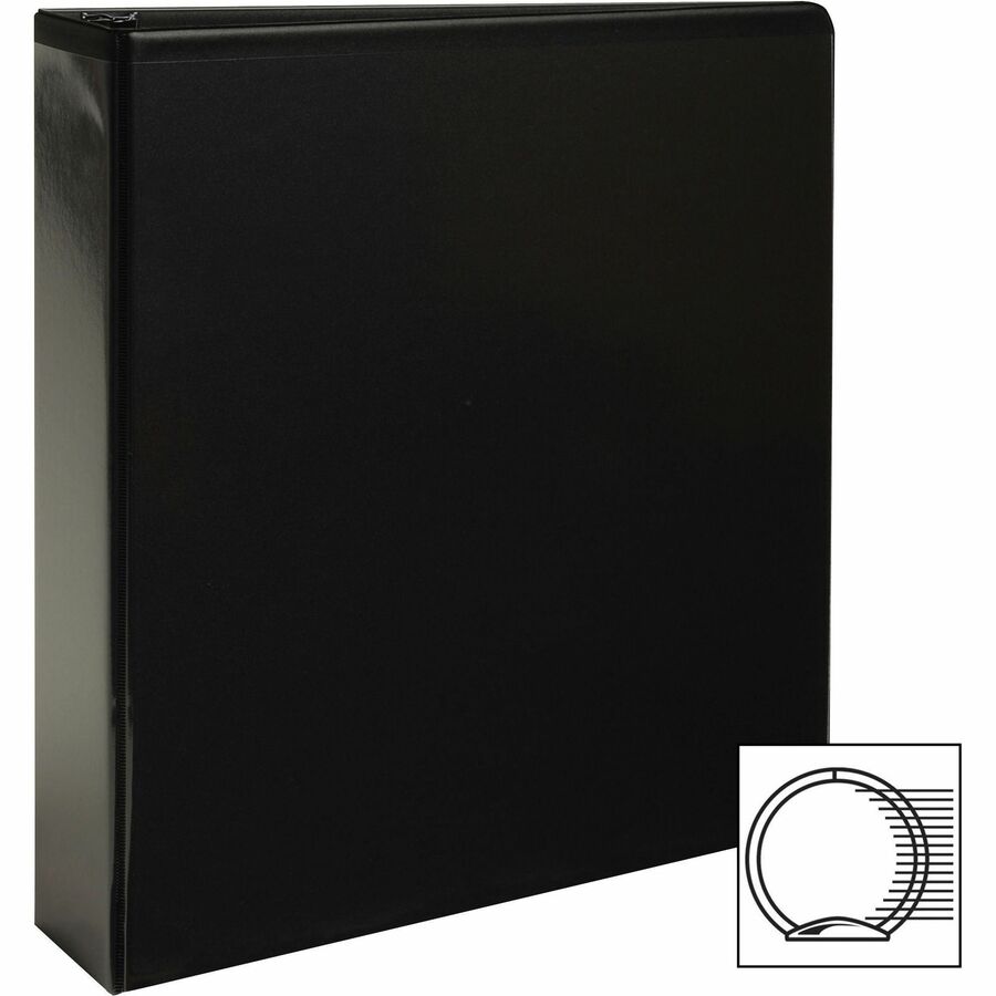 Business Source Round-ring View Binder - 2" Binder Capacity - Letter - 8 1/2" x 11" Sheet Size - 475 Sheet Capacity - Round Ring Fastener(s) - 2 Internal Pocket(s) - Polypropylene, Chipboard - Black - Wrinkle-free, Gap-free Ring, Clear Overlay, Non L