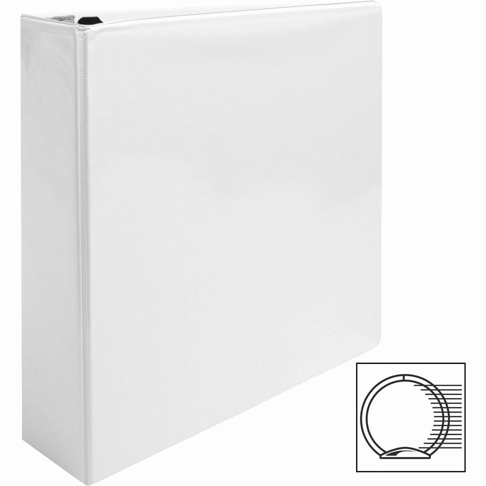 Business Source Round-ring View Binder - 2" Binder Capacity - Letter - 8 1/2" x 11" Sheet Size - 475 Sheet Capacity - Round Ring Fastener(s) - 2 Internal Pocket(s) - Polypropylene, Chipboard - White - Wrinkle-free, Gap-free Ring, Clear Overlay, Non L - 