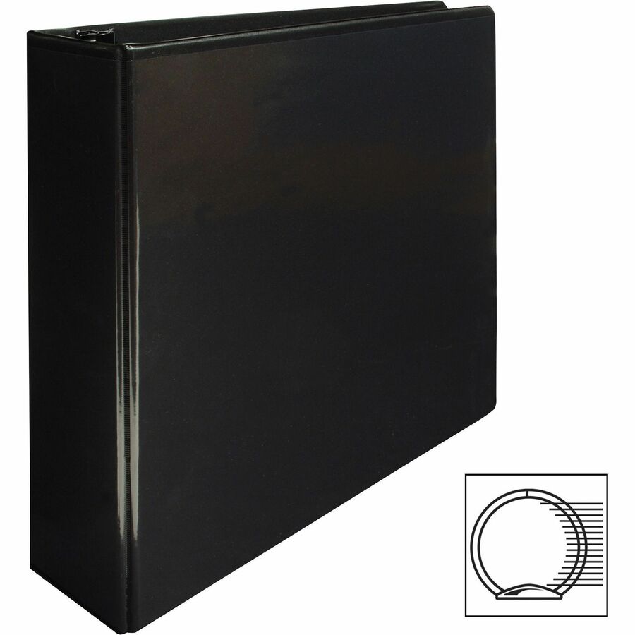 Business Source Round-ring View Binder - 3" Binder Capacity - Letter - 8 1/2" x 11" Sheet Size - 625 Sheet Capacity - Round Ring Fastener(s) - 2 Internal Pocket(s) - Polypropylene - Black - Wrinkle-free, Gap-free Ring, Clear Overlay, Non Locking Mech