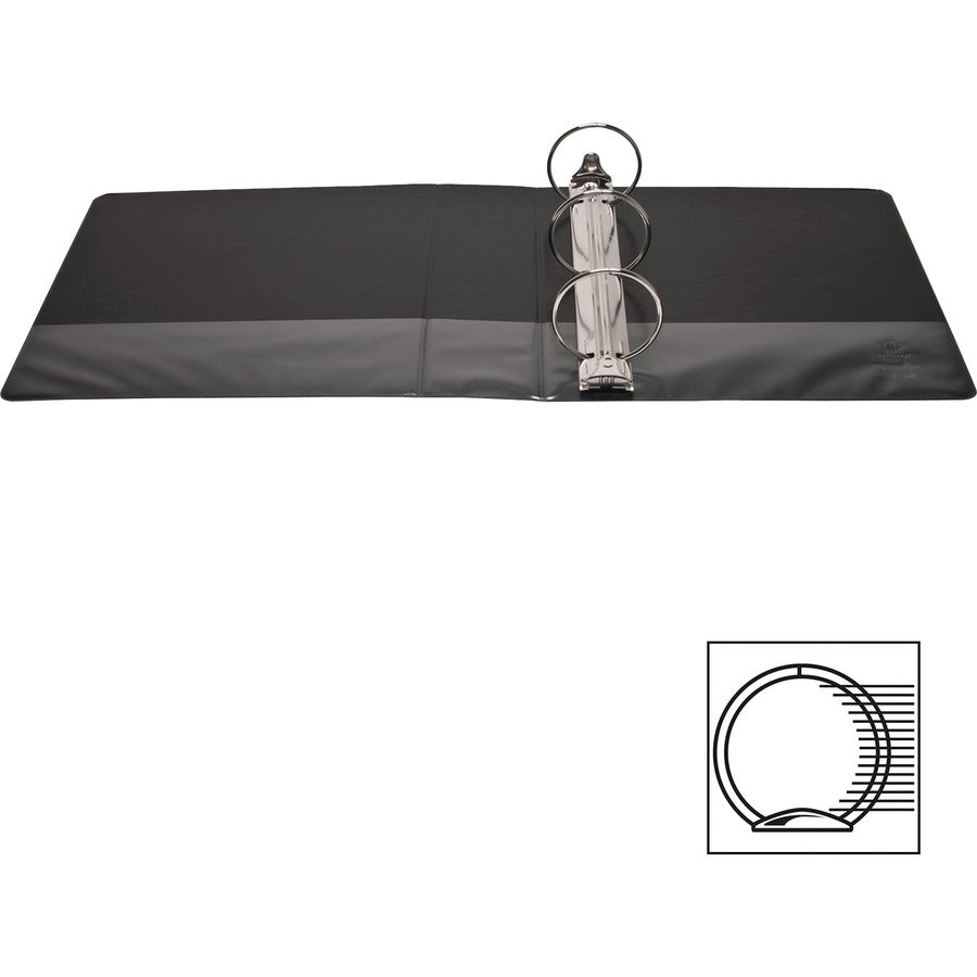 Business Source Round-ring View Binder - 3" Binder Capacity - Letter - 8 1/2" x 11" Sheet Size - 625 Sheet Capacity - Round Ring Fastener(s) - 2 Internal Pocket(s) - Polypropylene - Black - Wrinkle-free, Gap-free Ring, Clear Overlay, Non Locking Mech