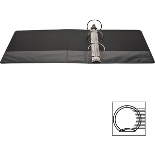 Business Source Round-ring View Binder - 3" Binder Capacity - Letter - 8 1/2" x 11" Sheet Size - 625 Sheet Capacity - Round Ring Fastener(s) - 2 Internal Pocket(s) - Polypropylene - Black - Wrinkle-free, Gap-free Ring, Clear Overlay, Non Locking Mech