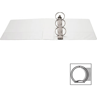 Business Source Round-ring View Binder - 3" Binder Capacity - Letter - 8 1/2" x 11" Sheet Size - 625 Sheet Capacity - Round Ring Fastener(s) - 2 Internal Pocket(s) - Polypropylene - White - Wrinkle-free, Gap-free Ring, Clear Overlay, Non Locking Mech