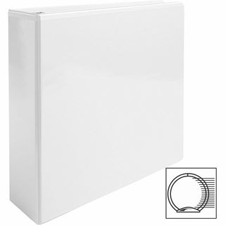 Business Source Round-ring View Binder - 3" Binder Capacity - Letter - 8 1/2" x 11" Sheet Size - 625 Sheet Capacity - Round Ring Fastener(s) - 2 Internal Pocket(s) - Polypropylene - White - Wrinkle-free, Gap-free Ring, Clear Overlay, Non Locking Mech