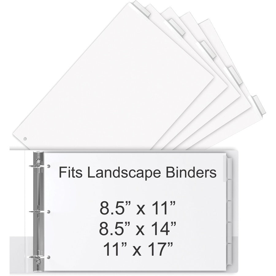 EasyFit 5-Tab Legal Size Index Dividers - 5 x Divider(s) - 5 Tab(s) - 5 Tab(s)/Set - 8.5" Divider Width x 14" Divider Length - Legal - 3 Hole Punched - White Divider - Clear Plastic Tab(s) - Recycled - Hole Reinforcement, Punched - 5 / Set - 