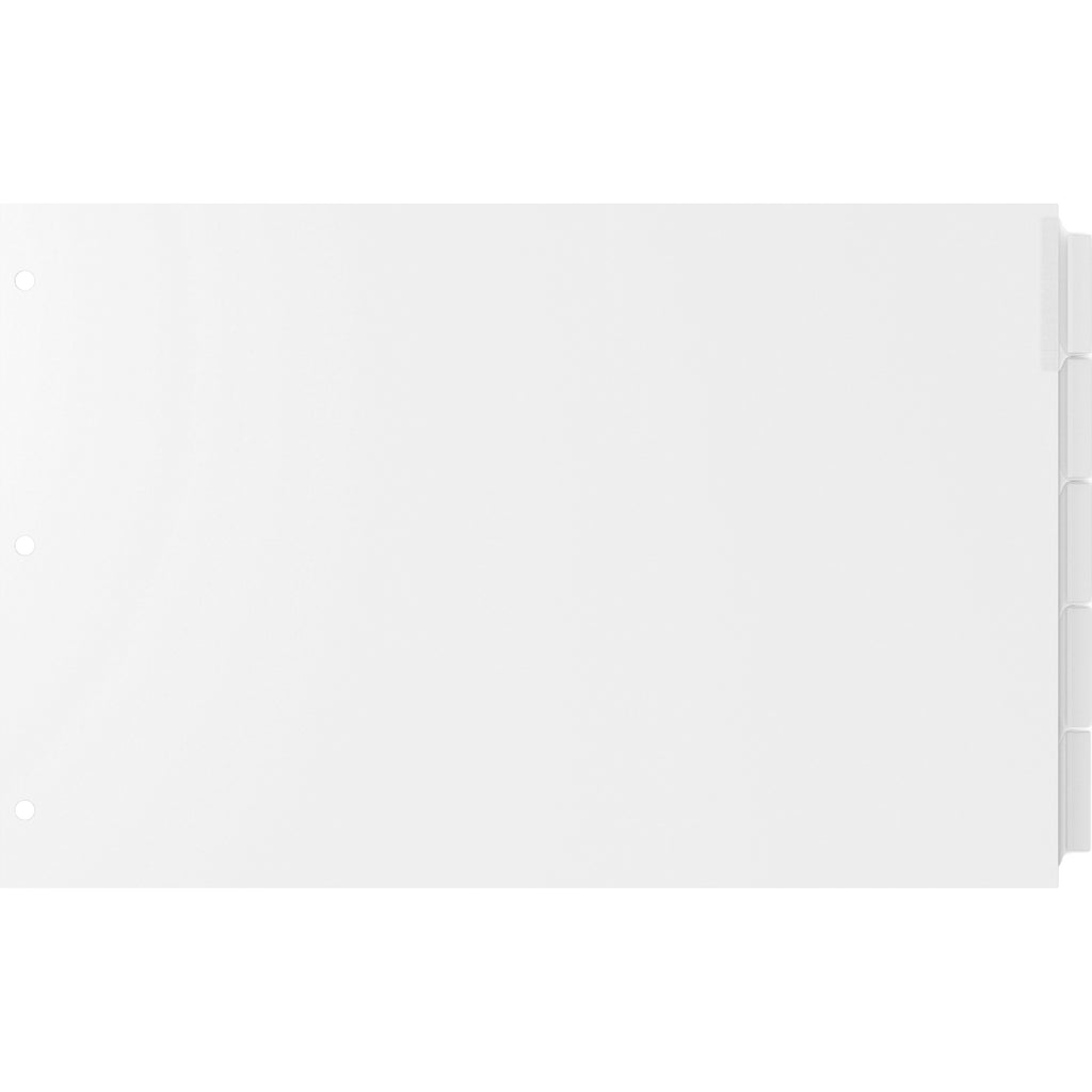 EasyFit 5-Tab Legal Size Index Dividers - 5 x Divider(s) - 5 Tab(s) - 5 Tab(s)/Set - 8.5" Divider Width x 14" Divider Length - Legal - 3 Hole Punched - White Divider - Clear Plastic Tab(s) - Recycled - Hole Reinforcement, Punched - 5 / Set - 
