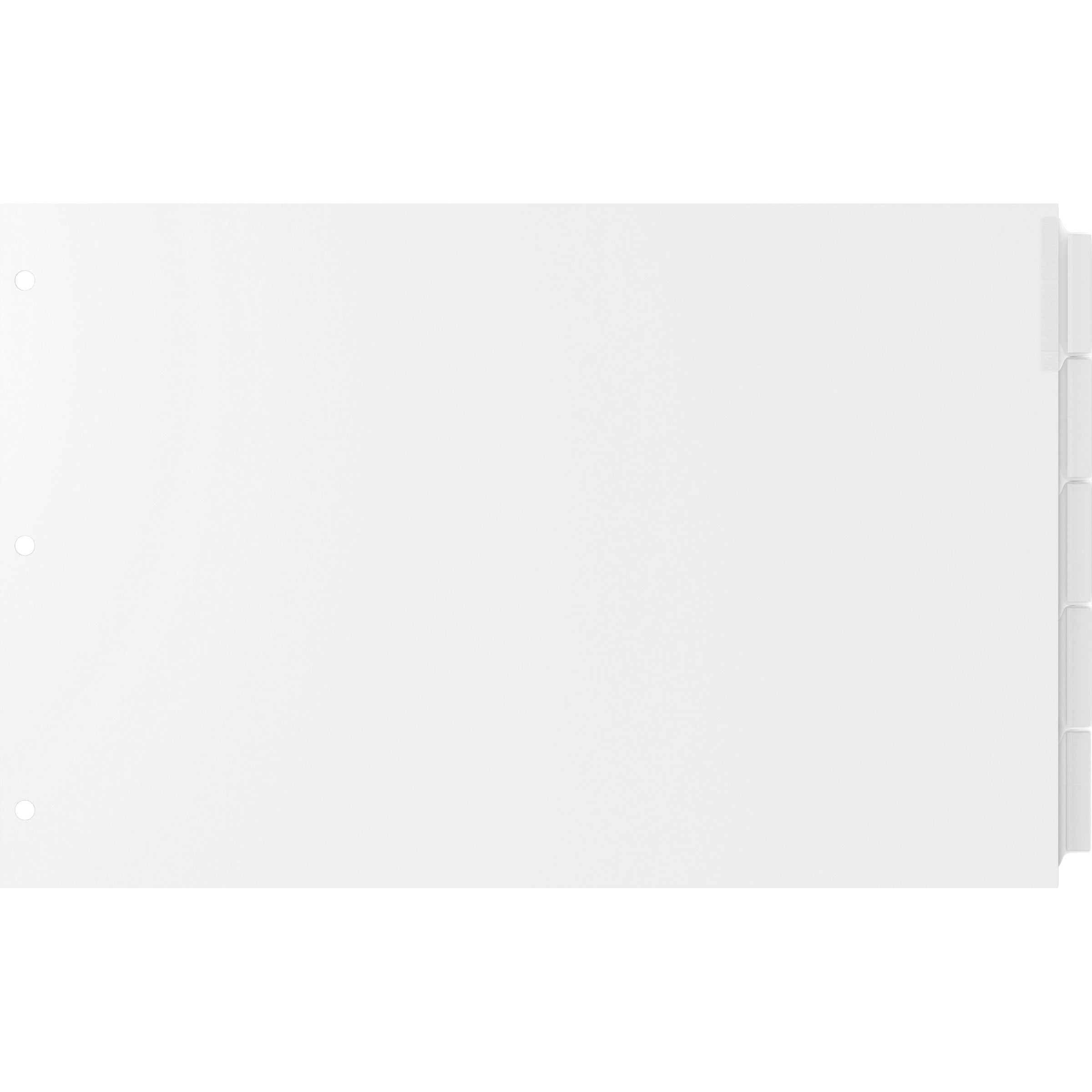 EasyFit 5-Tab Legal Size Index Dividers - 5 x Divider(s) - 5 Tab(s) - 5 Tab(s)/Set - 8.5" Divider Width x 14" Divider Length - Legal - 3 Hole Punched - White Divider - Clear Plastic Tab(s) - Recycled - Hole Reinforcement, Punched - 5 / Set - 