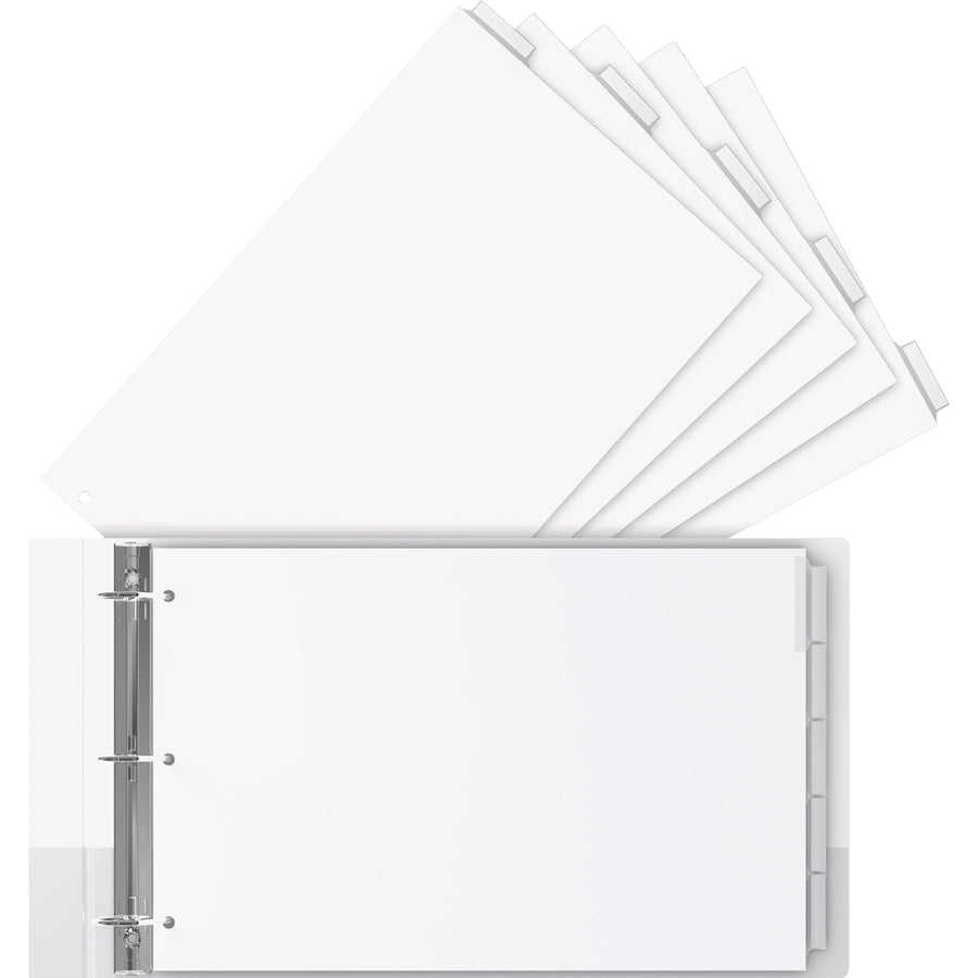 EasyFit 5-Tab Legal Size Index Dividers - 5 x Divider(s) - 5 Tab(s) - 5 Tab(s)/Set - 8.5" Divider Width x 14" Divider Length - Legal - 3 Hole Punched - White Divider - Clear Plastic Tab(s) - Recycled - Hole Reinforcement, Punched - 5 / Set - 