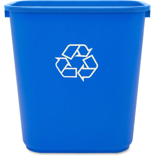 Genuine Joe 28-1/2 Quart Recycle Wastebasket - 7.13 gal Capacity - Rectangular - 15" Height x 14.5" Width x 10.5" Depth - Blue, White - 1 Each