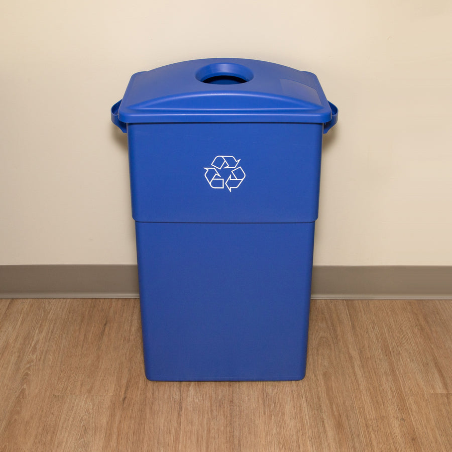 Genuine Joe 23 Gallon Recycling Container - 23 gal Capacity - Rectangular - 30" Height x 22.5" Width x 11" Depth - Blue, White - 1 Each - 