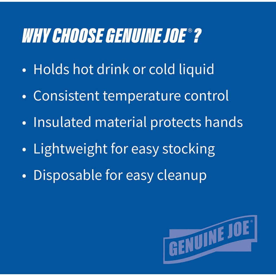 Genuine Joe 8 oz Hot/Cold Foam Cups - 50.0 / Pack - 20 / Carton - White - Foam - Hot Drink, Cold Drink - 