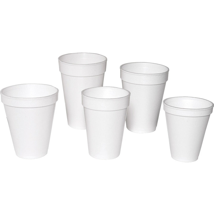 Genuine Joe 8 oz Hot/Cold Foam Cups - 50.0 / Pack - 20 / Carton - White - Foam - Hot Drink, Cold Drink - 