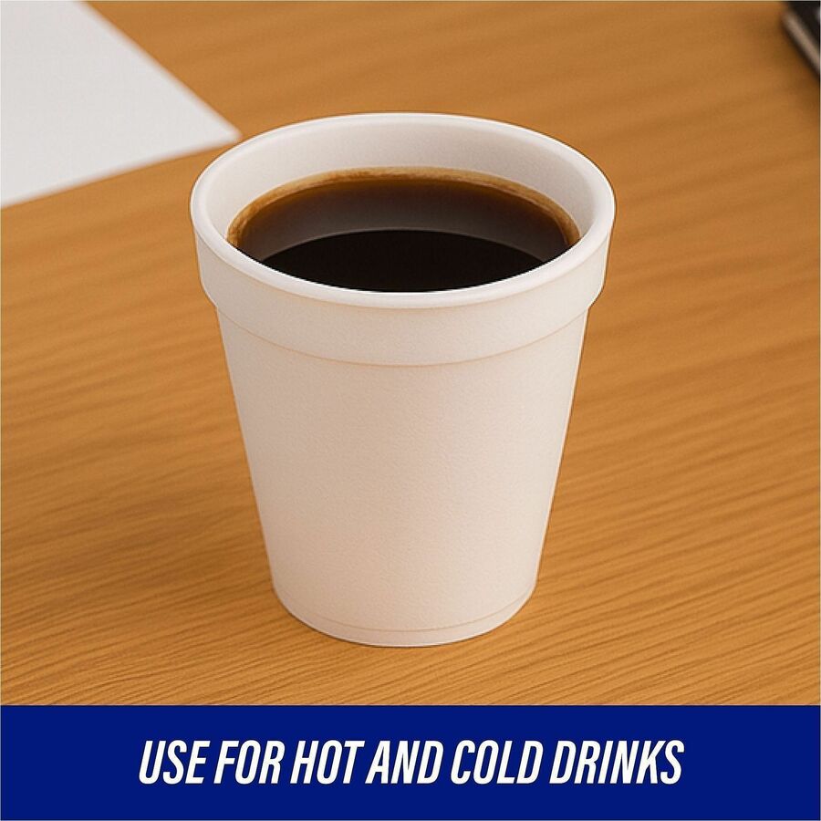 Genuine Joe 10 oz Hot/Cold Foam Cups - 25 / Pack - 40 / Carton - White - Foam - Hot Drink, Cold Drink