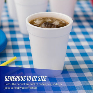 Genuine Joe 10 oz Hot/Cold Foam Cups - 25 / Pack - 40 / Carton - White - Foam - Hot Drink, Cold Drink