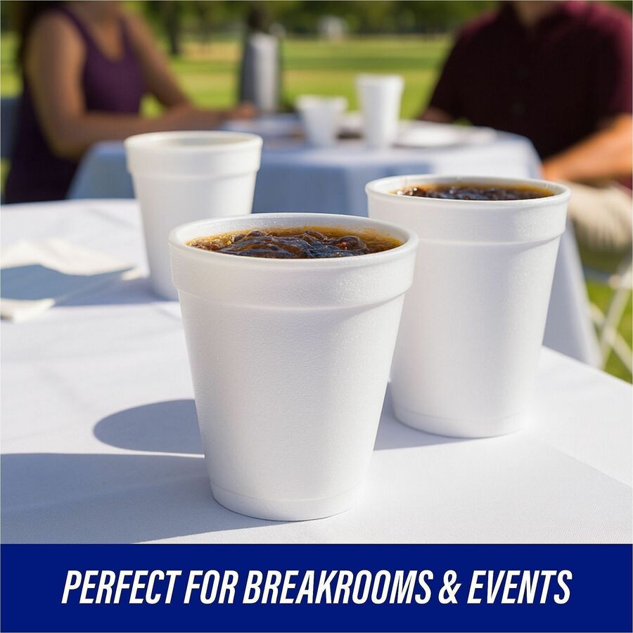 Genuine Joe 10 oz Hot/Cold Foam Cups - 25 / Pack - 40 / Carton - White - Foam - Hot Drink, Cold Drink
