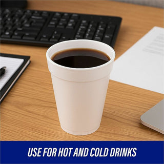 Genuine Joe 12 oz Hot/Cold Foam Cups - 40.0 / Pack - 25 / Carton - White - Foam - Hot Drink, Cold Drink